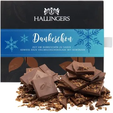 Vollmilch-Tafel Dankeschön (Xmas-Gewürze) - Schokolade, handmade ohne Alkohol