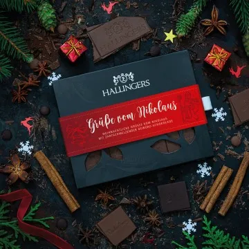 Vollmilch-Tafel Grüße vom Nikolaus (Xmas-Gewürze) - Schokolade, handmade ohne Alkohol