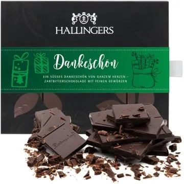 Zartbitter-Tafel Dankeschön X Mas (Xms-Gewürz) - Vegane Schokolade, handmade ohne Alkohol