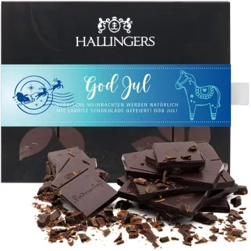 Zartbitter-Tafel God Jul (Lakritz) - Vegane Schokolade, handmade ohne Alkohol