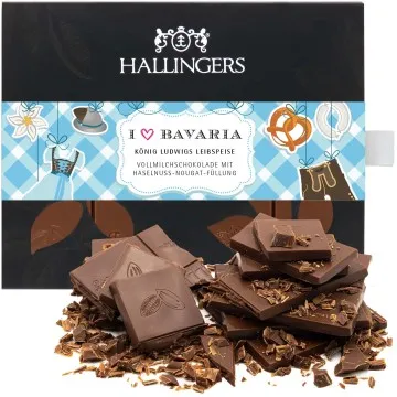 Vollmilch-Tafel I love Bavaria (Haselnuss) - Schokolade, handmade ohne Alkohol