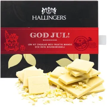 Weiße Tafel God Jul, red (Mango-Vanille) - Weiße Schokolade, handmade ohne Alkohol