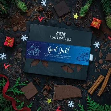 Vollmilch-Tafel God Jul, blue (Xmas-Gewürze) - Schokolade, handmade ohne Alkohol