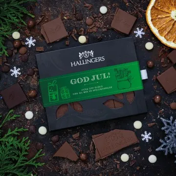 Vollmilch-Tafel God Jul, green (Orange) - Schokolade, handmade ohne Alkohol