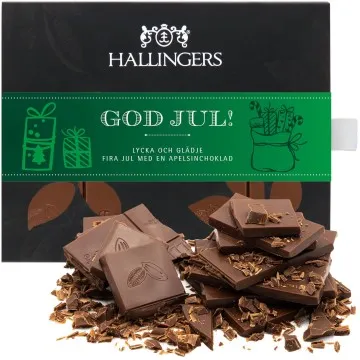 Vollmilch-Tafel God Jul, green (Orange) - Schokolade, handmade ohne Alkohol
