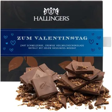 Vollmilch-Tafel Zum Valentinstag - blue (Haselnuss) - Schokolade, handmade ohne Alkohol