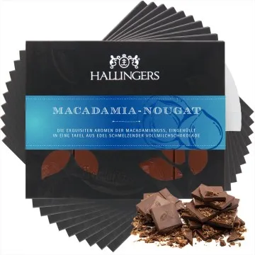 10x Vollmilch-Tafel Macadamia-Nougat (Macadamia-Nougat) - Schokolade, handmade ohne Alkohol
