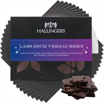 10x Zartbitter-Tafel Lass Dich verzaubern (Vanille-Orange) - Vegane Schokolade, handmade ohne Alkohol