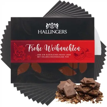 10x Vollmilch-Tafel Frohe Weihnachten (Pur) - Schokolade, handmade ohne Alkohol