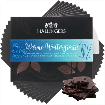 10x Zartbitter-Tafel Warme Wintergrüße X Mas (Xms-Gewürz) - Vegane Schokolade, handmade ohne Alkohol