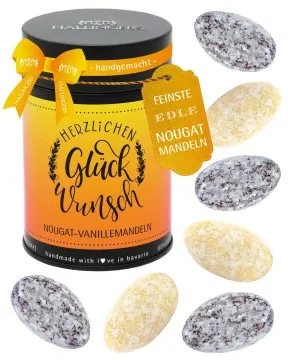 Herzlichen Glückwunsch - Nougat-Mandeln, handmade ohne Alkohol
