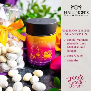 Frohe Ostern - Nougat-Mandeln, handmade ohne Alkohol