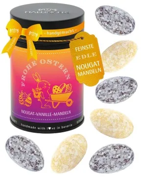 Frohe Ostern - Nougat-Mandeln, handmade ohne Alkohol