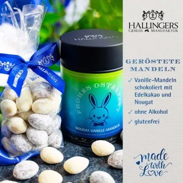 Frohes Osterfest - Nougat-Mandeln, handmade ohne Alkohol