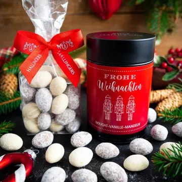 Frohe Weihnachten - Nougat-Mandeln, handmade ohne Alkohol