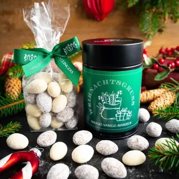 Weihnachtsgruß - Nougat-Mandeln, handmade ohne Alkohol