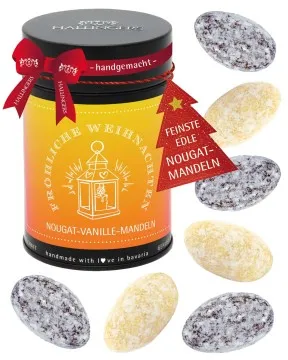 Fröhliche Weihnachten - Nougat-Mandeln, handmade ohne Alkohol