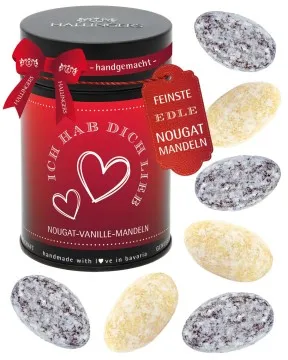 Ich hab Dich lieb - Nougat-Mandeln, handmade ohne Alkohol