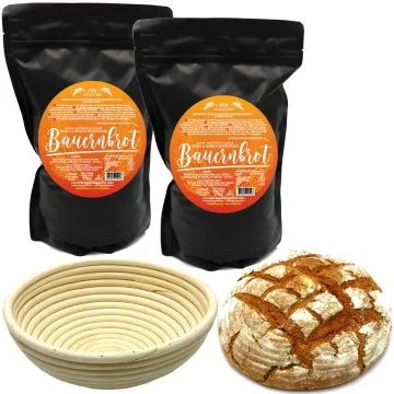 Bauernbrot mit Gärkorb - Brotbackmischung-Set, für Brot selber backen