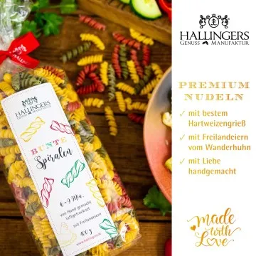Bunte Spiralen - Edel-Pasta, aus Hartweizengries