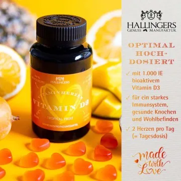 Vitamin D3, Herz - Immunsystem Gummies, 60 vegane Vitaminherzen