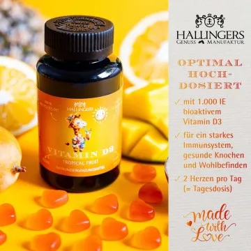 Vitamin D3, Giraffe - Immunsystem Gummies, 60 vegane Vitaminherzen