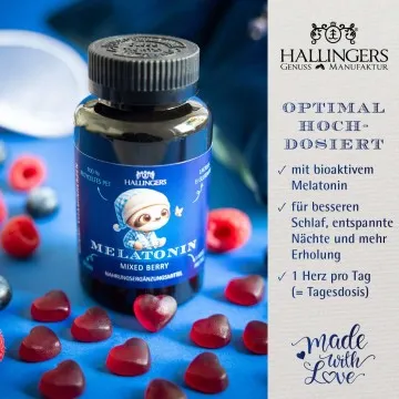 Melatonin, Faultier - gut schlafen Gummies, 60 vegane Vitaminherzen