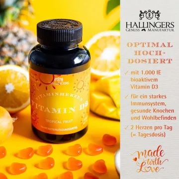 Vitamin D3 - Immunsystem Gummies, 120 vegane Vitaminherzen