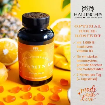 Vitamin D3, Herz - Immunsystem Gummies, 120 vegane Vitaminherzen