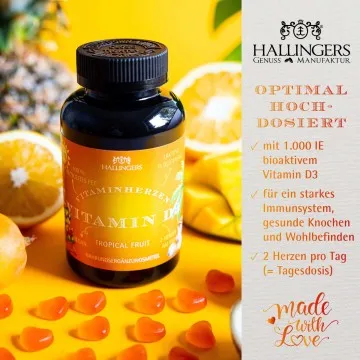 Vitamin D3, Urlaub - Immunsystem Gummies, 120 vegane Vitaminherzen