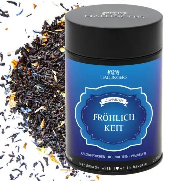 Fröhlichkeit (mit Rose, Scharztee & Katzenpfötchen) - Schwarzer Tee, loser Tee Geschenkdose