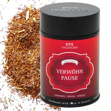 Verwöhnpause (mit Orange, Aprikose & Lemongrass) - Roibusch Tee, loser Tee Geschenkdose