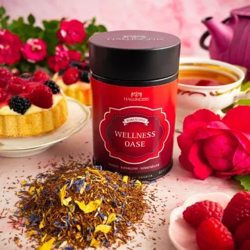 Wellness Oase (mit Ananas, Zitronen & Sonnenblumen) - Roibusch Tee, loser Tee Geschenkdose