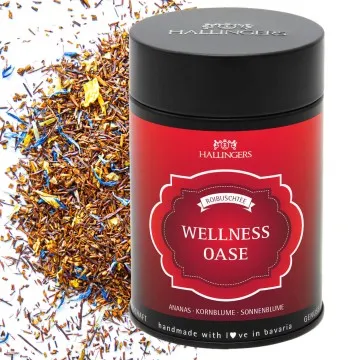 Wellness Oase (mit Ananas, Zitronen & Sonnenblumen) - Roibusch Tee, loser Tee Geschenkdose