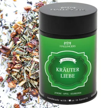 Kräuterliebe (mit Kräuter, Apfel, & Lemongrass) - Kräutertee, loser Tee Geschenkdose