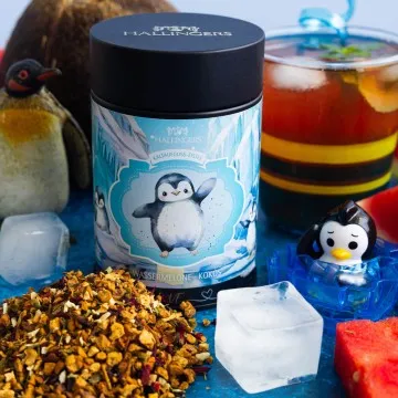 Pinguin Eistee (mit Erdbeer, Kokos & Limette) - Cold Tea, loser Tee Geschenkdose