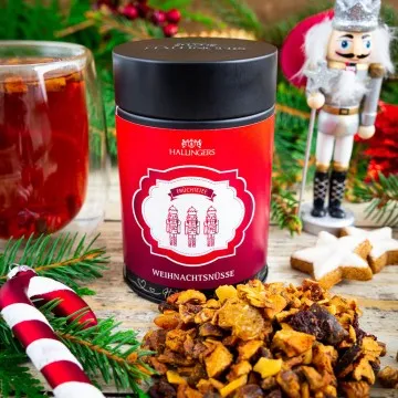 Weihnachtsnüsse (mit Dattel, Mandel & Sultaninen) - Früchtetee, loser Tee Geschenkdose