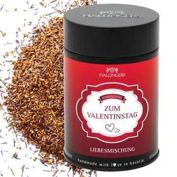 Zum Valentinstag (mit Roibusch, Himbeere & Vanille) - Roibusch Tee, loser Tee Geschenkdose