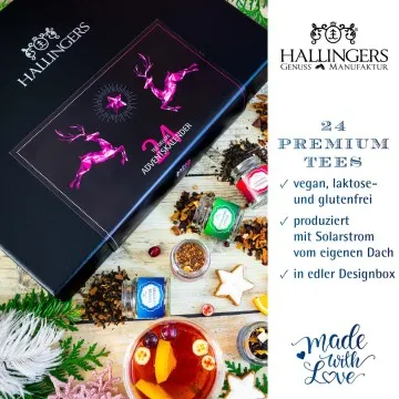 Adventskalender Pinke Elche - Tee-Set, 24x loser Tee Geschenkbox