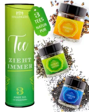 Tee zieht immer (vegane Tees) - Tee-Set, 3x loser Tee Geschenkdose