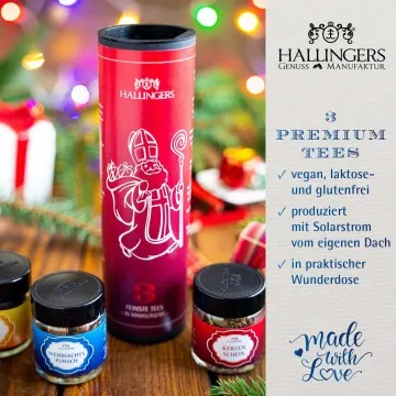 Vom Nikolaus (vegane XMS-Tees) - Tee-Set, 3x loser Tee Geschenkdose