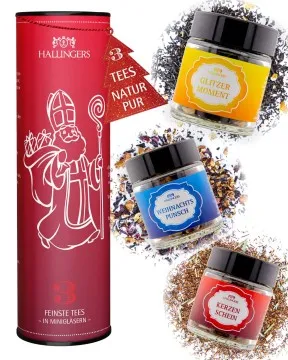 Vom Nikolaus (vegane XMS-Tees) - Tee-Set, 3x loser Tee Geschenkdose