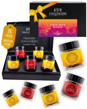 Früchtekorb - Tee-Set, 5x loser Tee Geschenkbox
