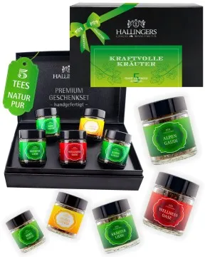 Kraftvolle Kräuter - Tee-Set, 5x loser Tee Geschenkbox