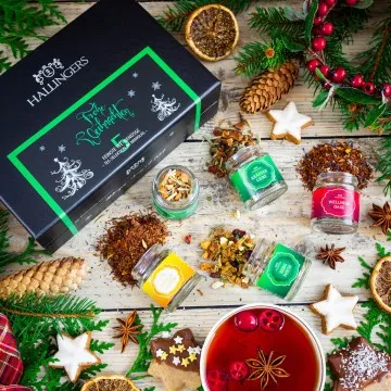 Frohe Weihnachten GREEN - Tee-Set, 5x loser Tee Geschenkbox