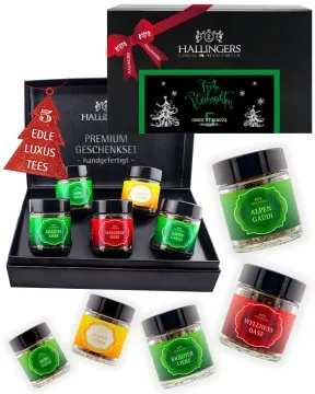 Frohe Weihnachten GREEN - Tee-Set, 5x loser Tee Geschenkbox
