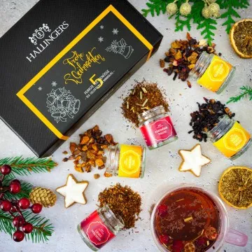 Frohe Weihnachten ORANGE - Tee-Set, 5x loser Tee Geschenkbox