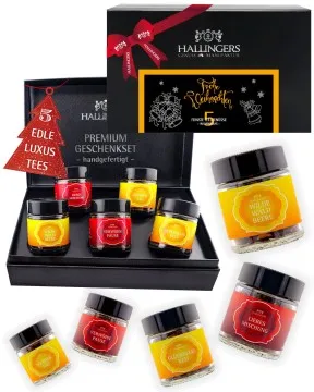 Frohe Weihnachten ORANGE - Tee-Set, 5x loser Tee Geschenkbox