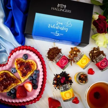 Zum Valentinstag Blue - Tee-Set, 5x loser Tee Geschenkbox