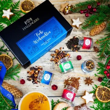 Frohe Weihnachten Blue Christmas - Tee-Set, 5x loser Tee Geschenkbox
